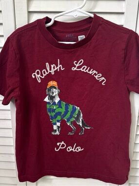 Polo by Ralph Lauren Maroon Crewneck Tee with Embroidered Logo